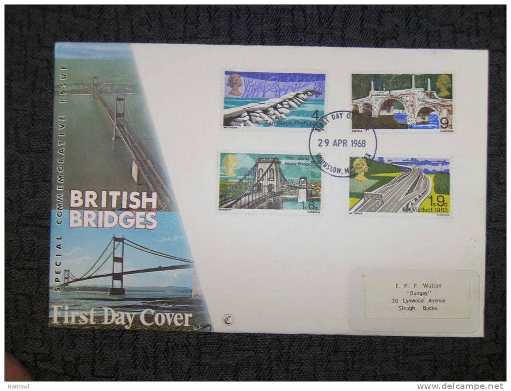 GB FDC 1968 BRITISH BRIDGES SPECIAL COMMEMORATIVE COVER - 1952-1971 Pre-Decimal Issues