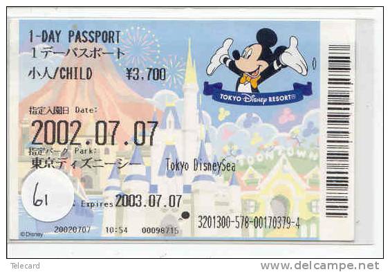 Disney * PASSPORT * Entreecard JAPON * TOKYO DISNEYLAND Passeport (61) JAPAN PASS * CINEMA * FILM * CINDERELLA - Disney