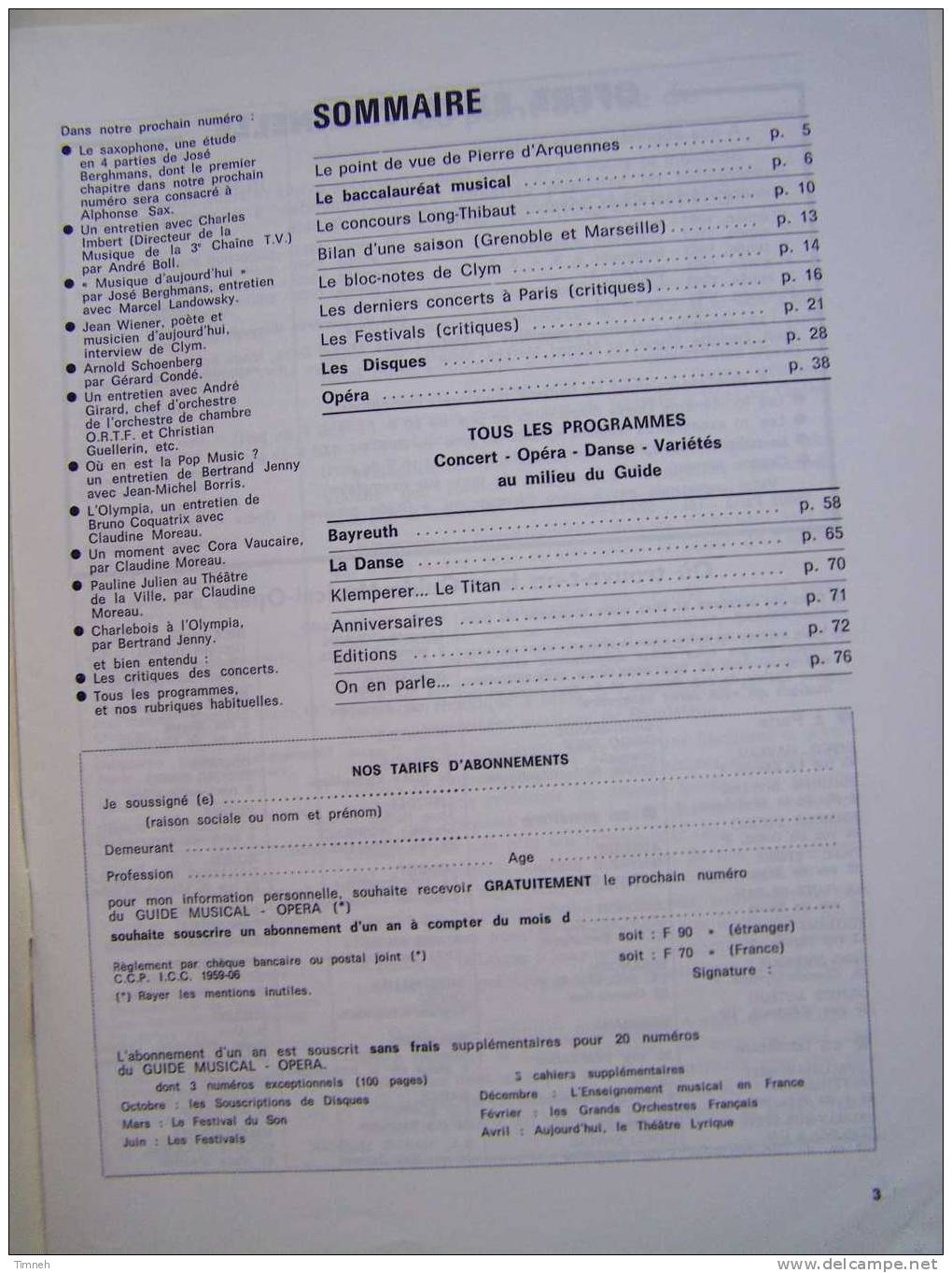 N°633.septembre 1973-LE GUIDE MUSICAL Opéra-bac Musical Bayreuth-Moïse Et Aaron-concert Disque Danse Son édition- - Music