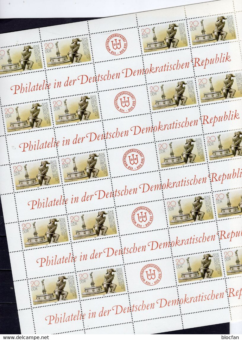 Philatelie In Magdeburg 1989 DDR 3265,Hz-Block+ Bogen ** 32€ Eulen-Brunnen EXPO Blocs Se-tenants Bloque Sheetlet Germany - Zusammendrucke