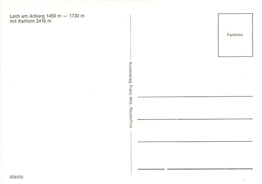 CPM - LECH Am ARLBERG (Kunstverlag Franz Milz, Nr. 233/372) - Other & Unclassified