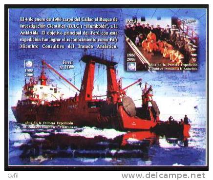 PERU  2008 - 20th Anniv. Of The Peruvian Expedition To Antarctic. Imperforated Souvenir Sheet - Perú