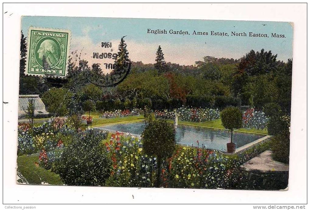 Cp , ETATS UNIS , NORTH EASTON , MASSACHUSETTS , English Garden , Voyagée - Autres & Non Classés