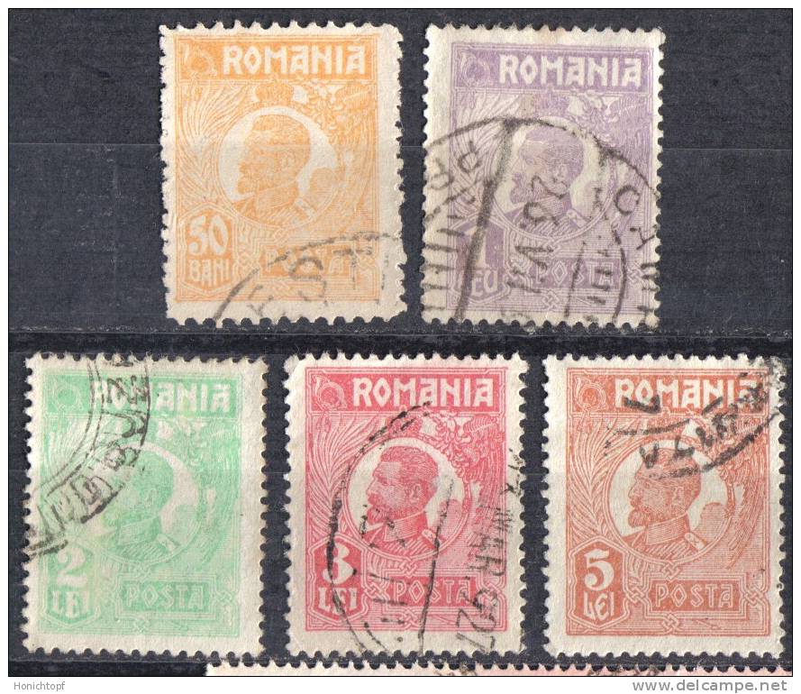 Rumänien; 1920/27; Michel 264/85 O; Ferdinand; 5 Werte - Usado