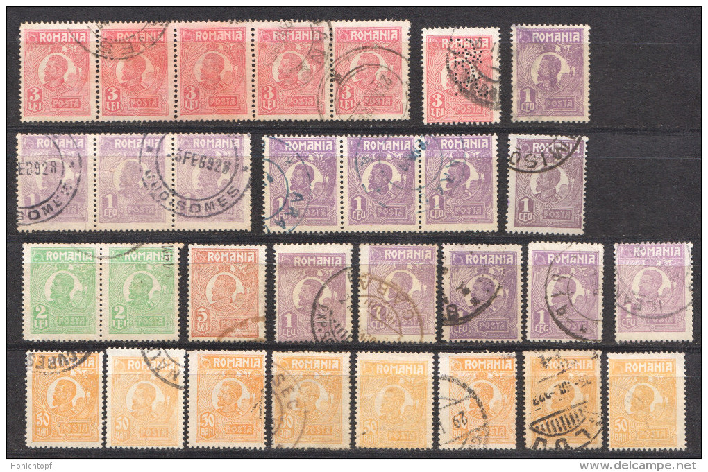 Rumänien; 1920/27; Michel 264/285 Mit 277 Type III O; Ferdinand; 30 Stück - Gebraucht