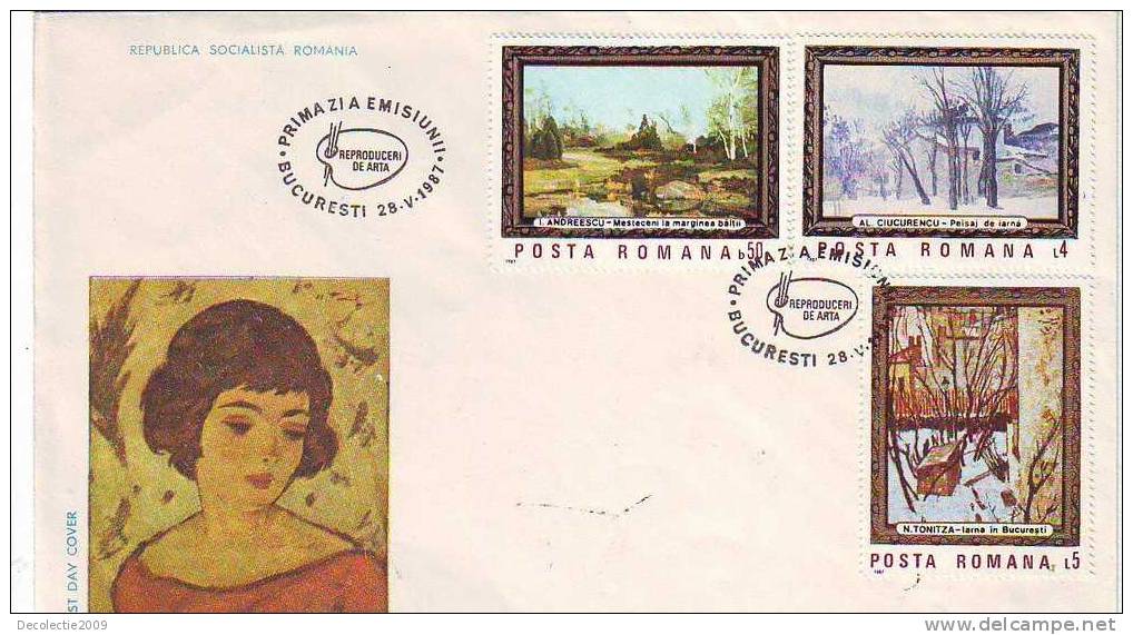 M1122 Entiers Postaux FDC Peinture Impressionsime I Andreescu Romania 1987 Perfect Shape - Impresionismo