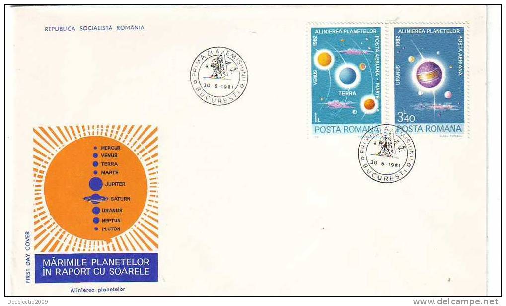 M1124 Entiers Postaux FDC Planets Cosmos FDC Romania 1981 Perfect Shape - Europe