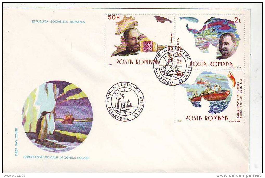 M1139 Entiers Postaux Romanian Polar Explorers Explorateurs FDC Romania 1986 Perfect Shape - Erforscher