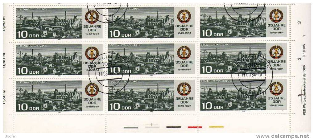 Stahlwerk 35 Jahre DDR 2893 Bogen Mit DV O 9€ Industrie/Verteidigung Bloque Hb Bloc Ms Military Sheetlet Bf GDR Germany - 1st Day – FDC (sheets)