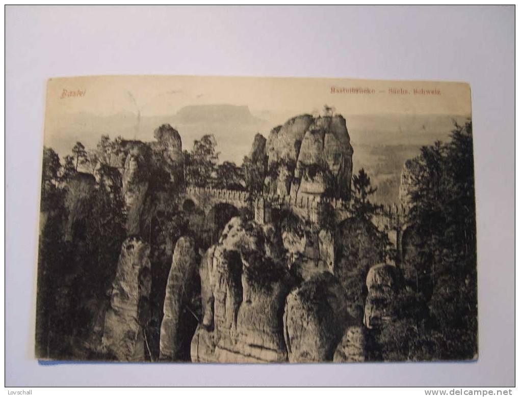 Bastei. - Basteibrücke.  (11-7-1907) - Bastei (sächs. Schweiz)