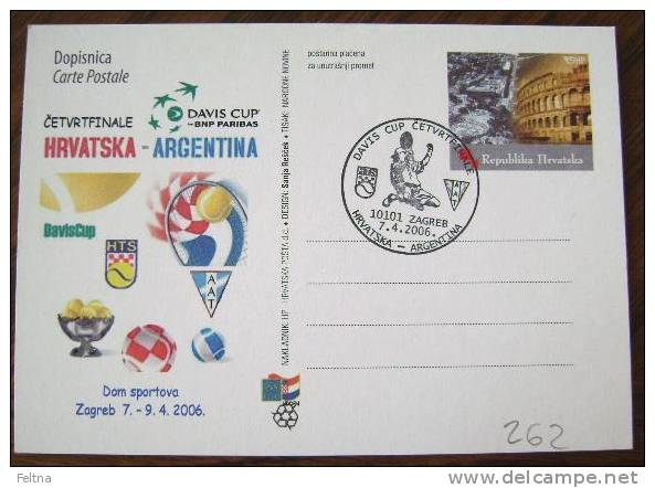 2006 CROATIA POSTAL CARD TENNIS DAVIS CUP QUARTERFINAL MATCH CROATIA - ARGENTINA - Tenis