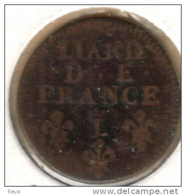 FRANCE 1 LIARD KING LOUIS XIV HEAD FRONT 3 LILIS EMBLEM BACK 1697 VG/aF KM284.9 READ DESCRIPTION CAREFULLY!! - 1643-1715 Lodewijk XIV De Zonnekoning