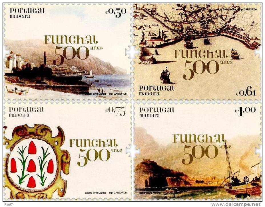 PORTUGAL 2008 4 V NEUFS ** (MNH)  500 ANS DE LA VILLE DE FUNCHAL , MADERE. - Unused Stamps