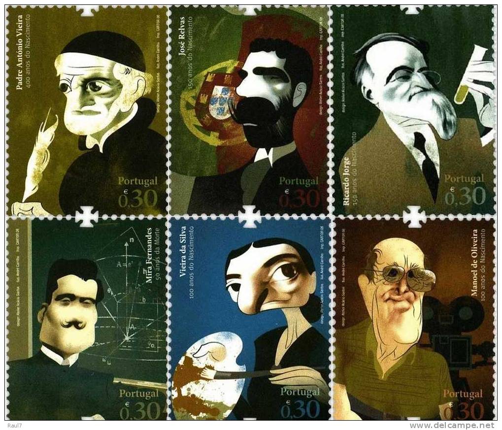 PORTUGAL 2008 6 V NEUFS ** (MNH)  PERSONNAGES CELEBRES HISTOIRE DE PORTUGAL.CARICATURES - Neufs