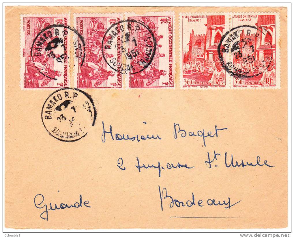 AOF Lettre De BAMAKO Du 23.7.1951 Pour Bordeaux - Covers & Documents
