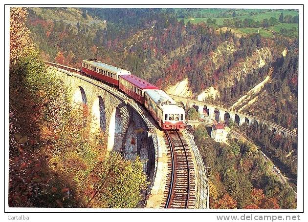 CPSM Jura Train De Saint Claude à Dijon Surplombant Le Viaduc De L´Evalude - Saint Claude