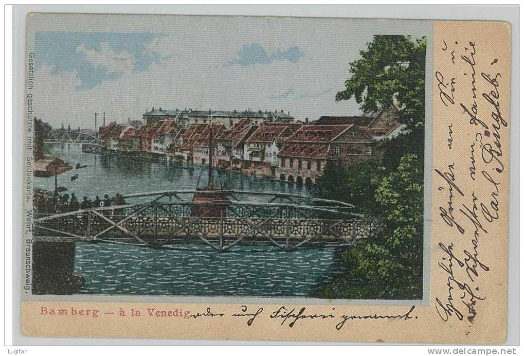 Cartolina - BAMBERG - A' LA VENEDIG - GERMANIA - STAMPA EFFETTO SETA SILK - ANNO 1906 - Bamberg