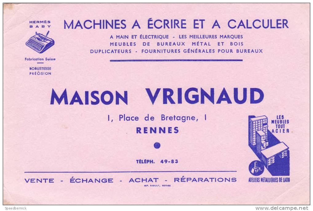 B26, Machines A écrire Calculer - Maison Vrignaud - Rennes 35 France - 1 Place De Bretagne - Textile & Clothing