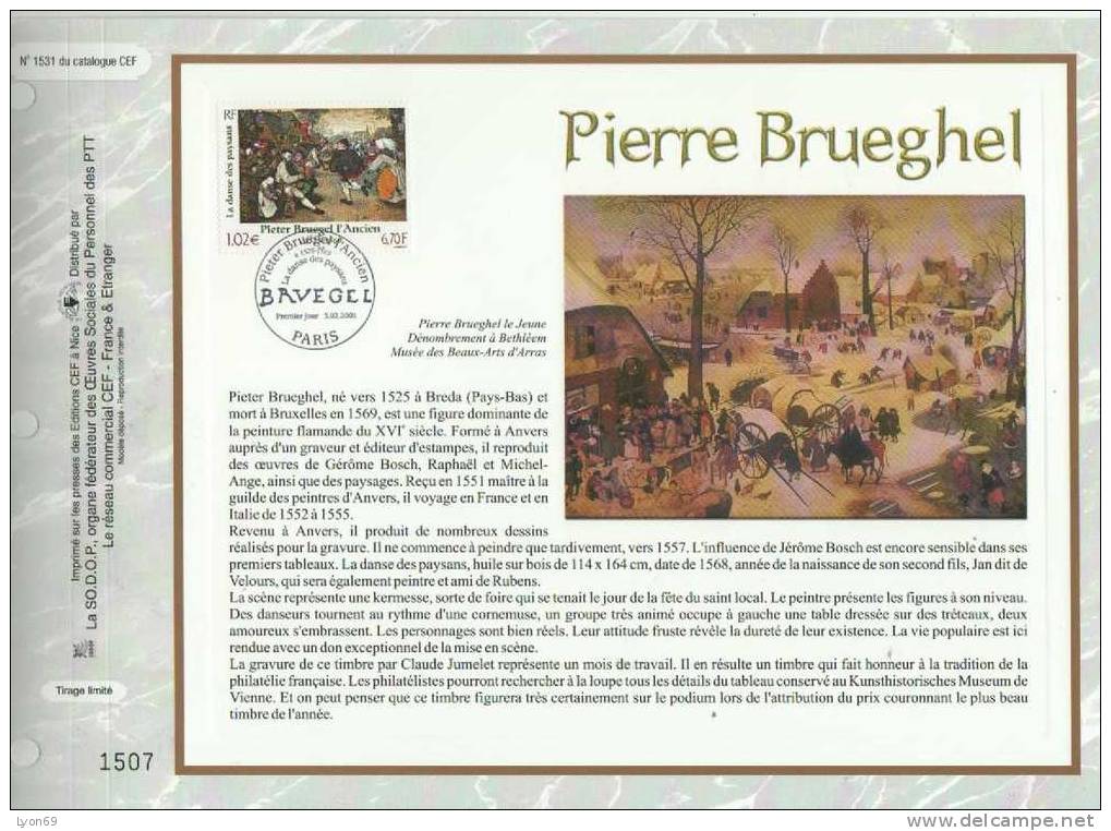 FEUILLET  CEF  1531 PIERRE BRUEGJEL  PEINTURE  2001 - Unclassified