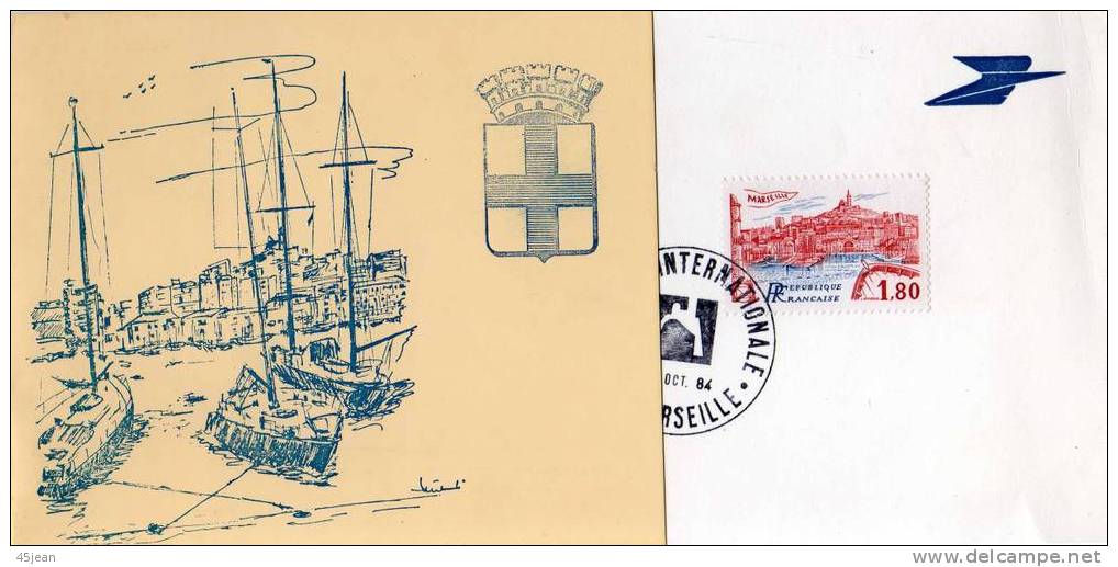 France: 1984 Très Beau Document, 60ème  Foire De Marseille, Avec Timbre Vue De Marseille Armoiries Et Dessin Du Port - Covers & Documents