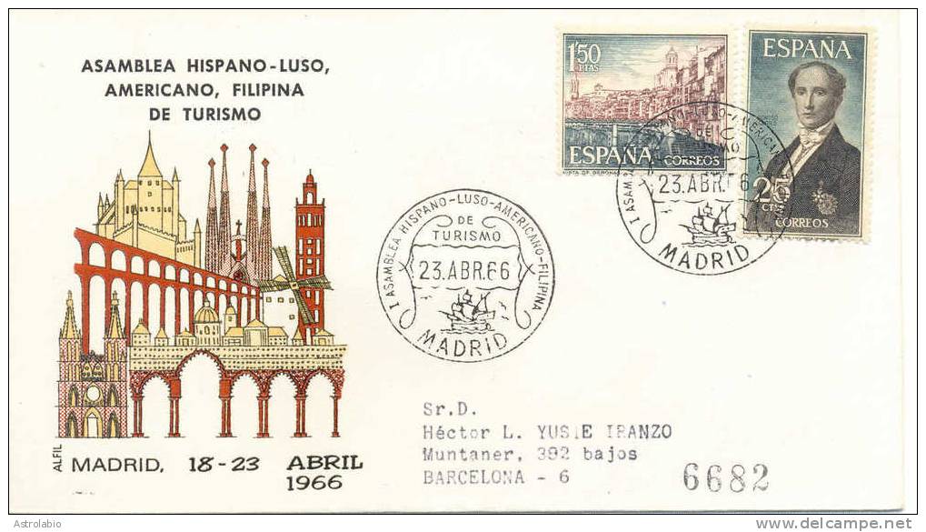 Madrid, Caravelle De Colomb 1966 Recommande, Obliteration Espagne - Christophe Colomb