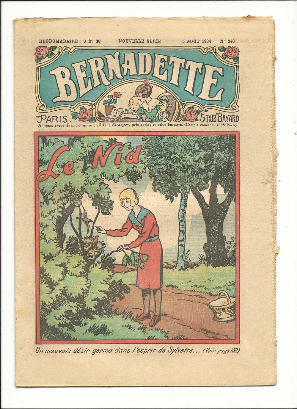 Juniors, Revues Hebdomaidaires, Bernadette - Le Nid - 5 Août 1934 - N° 240 - Autres & Non Classés