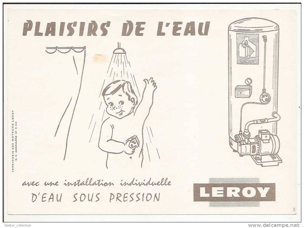 LEROY Plaisirs De L´eau, Eau Sous Pression, Ballon électrique, (gris) Buvard - Electricité & Gaz