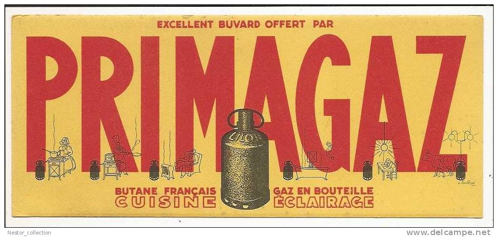 PRIMAGAZ Butane Français, Gaz En Bouteille Cuisine, éclairage. Buvard - Elettricità & Gas