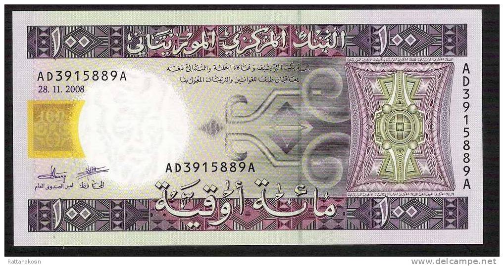 MAURITANIA  P10c 100 OUGUIYA  #AD  11 NOV.2008 Issued 2010 UNC - Mauritanie