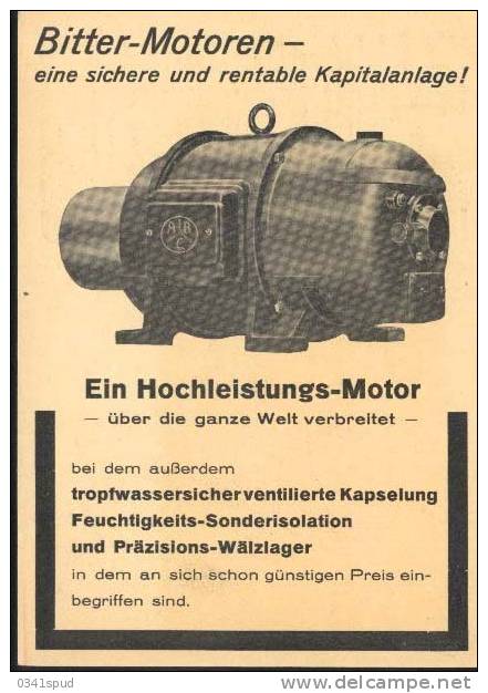 1931 Allemagne  EMA Meter Freistempel  Electricité Elettricità Electricity   Bitter Motor - Electricité