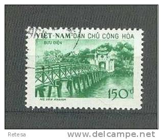 NOORD VIETNAM   BRUG HUC NAAR DE TEMPEL VAN JADE  1958  GESTEMPELD - Viêt-Nam