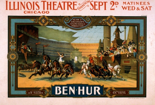 Art Print Reproduction On Original Painting Canvas, New Picture, Chicago, Illinois Theatre, Film, Ben Hur, Drama - Cinema Advertisement