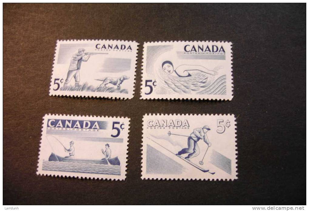 Canada 365-68 Fishing Swimming Hunter & Dog Skiing MNH 1957 A04s - Unused Stamps