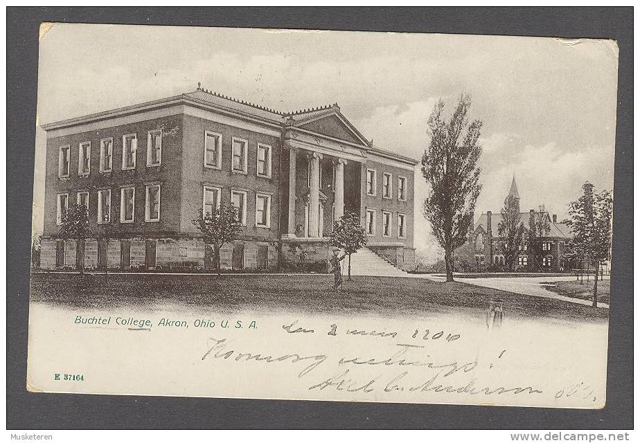 United States OH - Buchtel College, Akron, Ohio YOUNGSTOWN 1906 To Denmark Simple Back Side Postcard - Akron