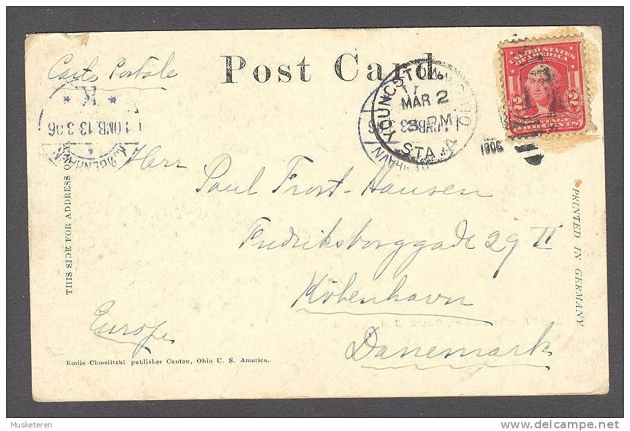 United States OH - Buchtel College, Akron, Ohio YOUNGSTOWN 1906 To Denmark Simple Back Side Postcard - Akron