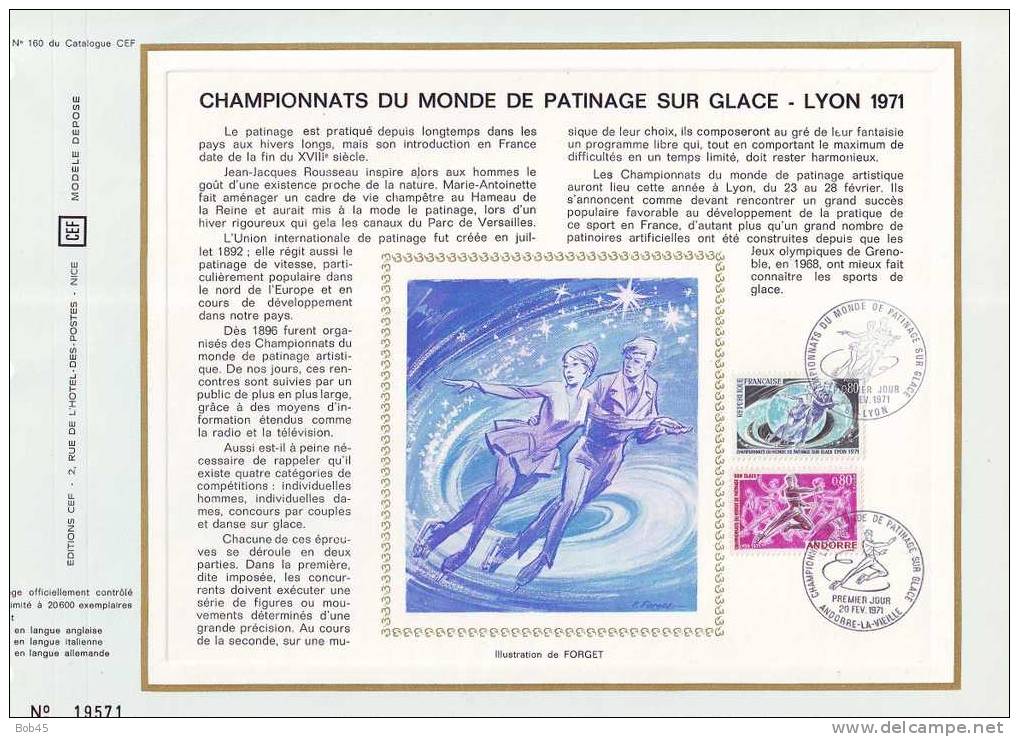 86 - Feuillet CEF Championnat Du Monde Patinage Artistique Glace France Andorre Lyon - Sonstige & Ohne Zuordnung
