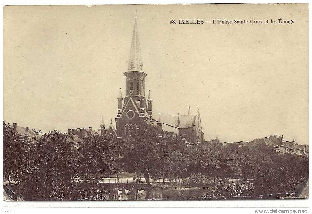 BELGIQUE - Ixelles : L'église Sainte Croix Et Les étangs - Ixelles - Elsene