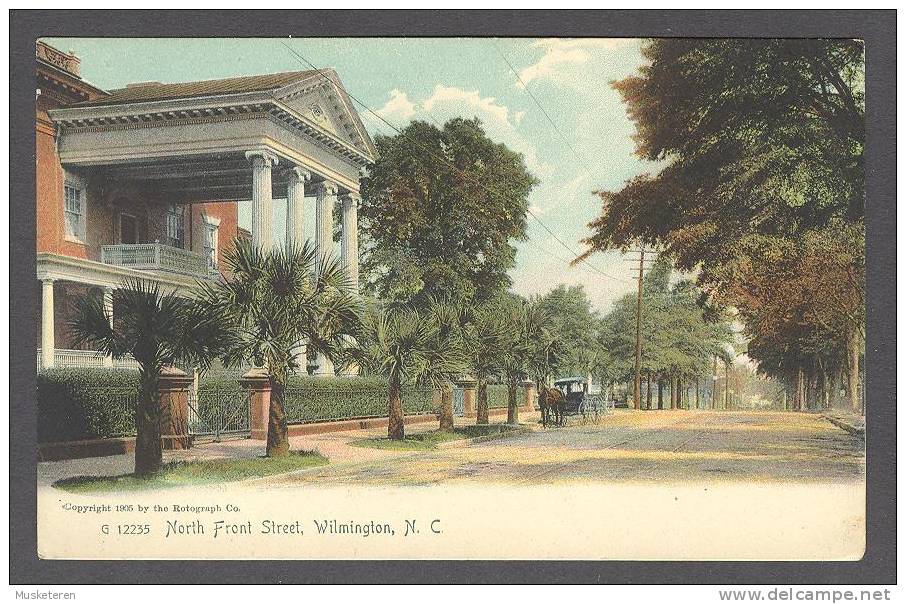 United States NC - G 12235 North Front Street, North Carolina 1905 Litho. Simple Back Side Postcard - Wilmington