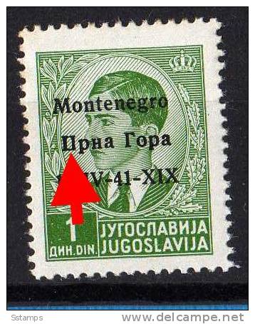 1942  ITALIA OCCUPAZIONE MONTENEGRO CRNA GORA OVERPRINT ERROR -Prna GORA - NEVER HINGED - Montenegro