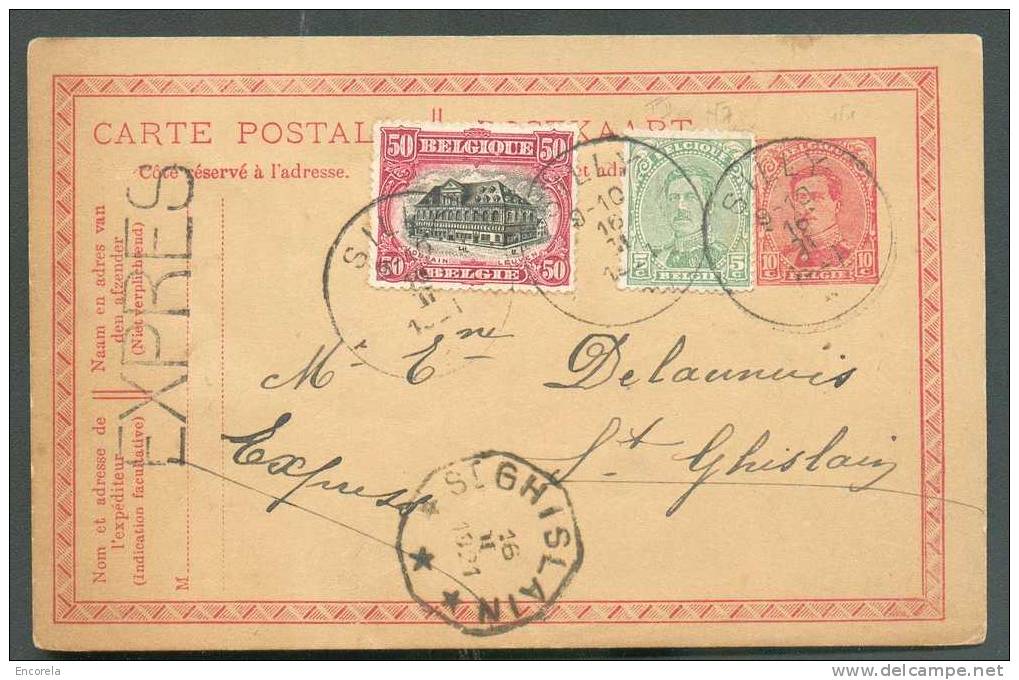 N°137-144 En Affranchissement Complémentaire S/E.P. Carte 10 Centimes Emission 1915 Obl. Sc SILLY En Exprès Le 18-II-192 - Postcards 1909-1934