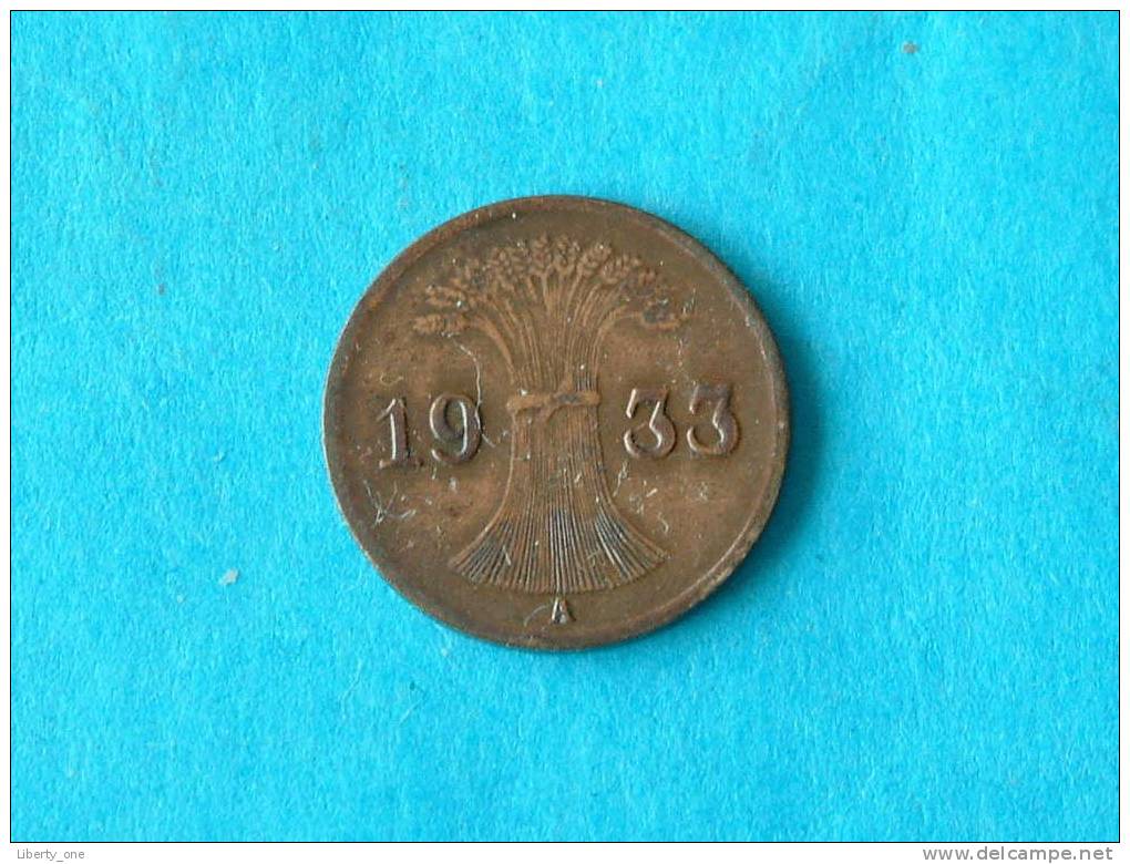 1933 A - 1 REICHSPFENNIG / KM 37 ( For Grade, Please See Photo ) ! - 1 Rentenpfennig & 1 Reichspfennig