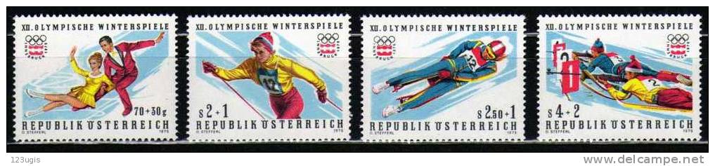 Österreich/Austria 1975 Mi 1499-1502** Olympische Spiele 1976 Innsbruck (II) @ - Hiver 1976: Innsbruck