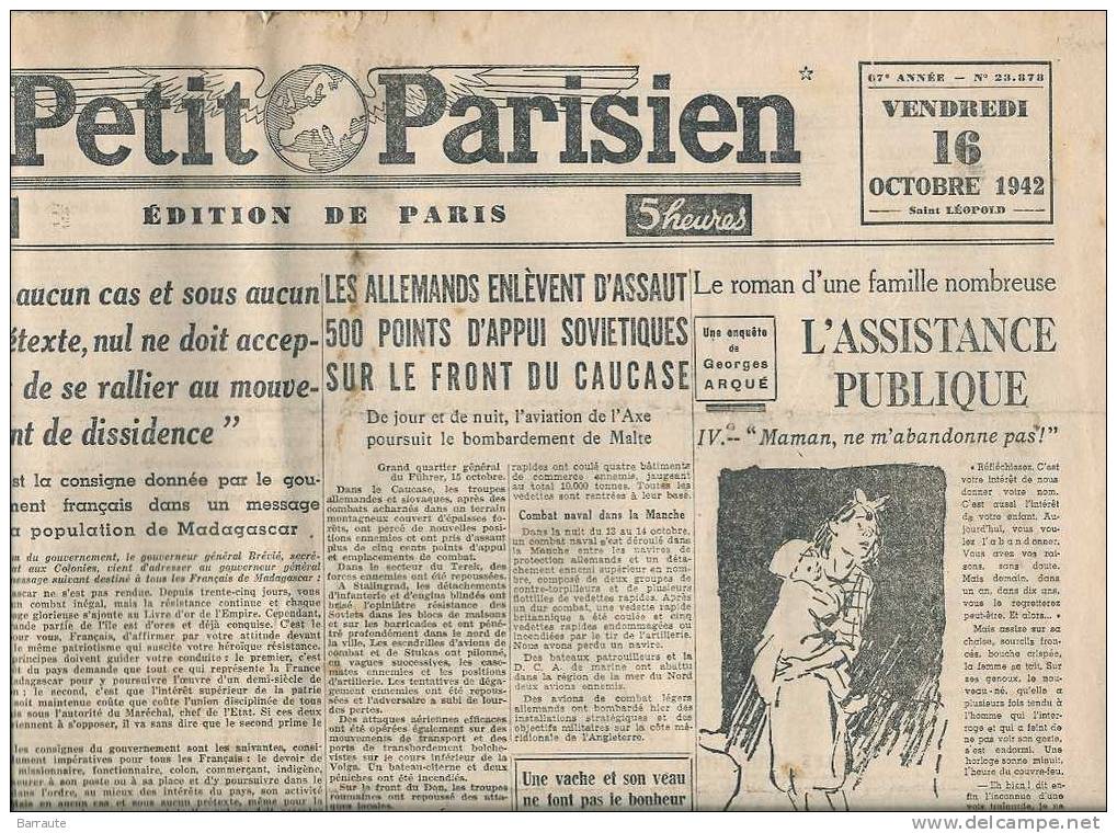 Le Petit Parisien Du 16/10/1942 " Le Maréchal ROMMEL A Regagné Le Front D'Afrique". - Le Petit Parisien