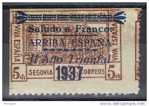 Viñeta Patriotica SEGOVIA 5 Cts Castaño, Guerra Civil * - Spanish Civil War Labels