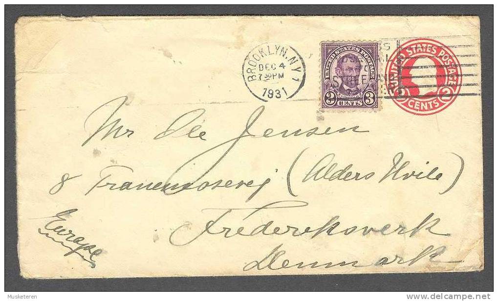 United States Uprated Postal Stationery Ganzsache Brooklyn 1931 To Frederiksværk Denmark Christmas Seal Tuberculosis - 1921-40