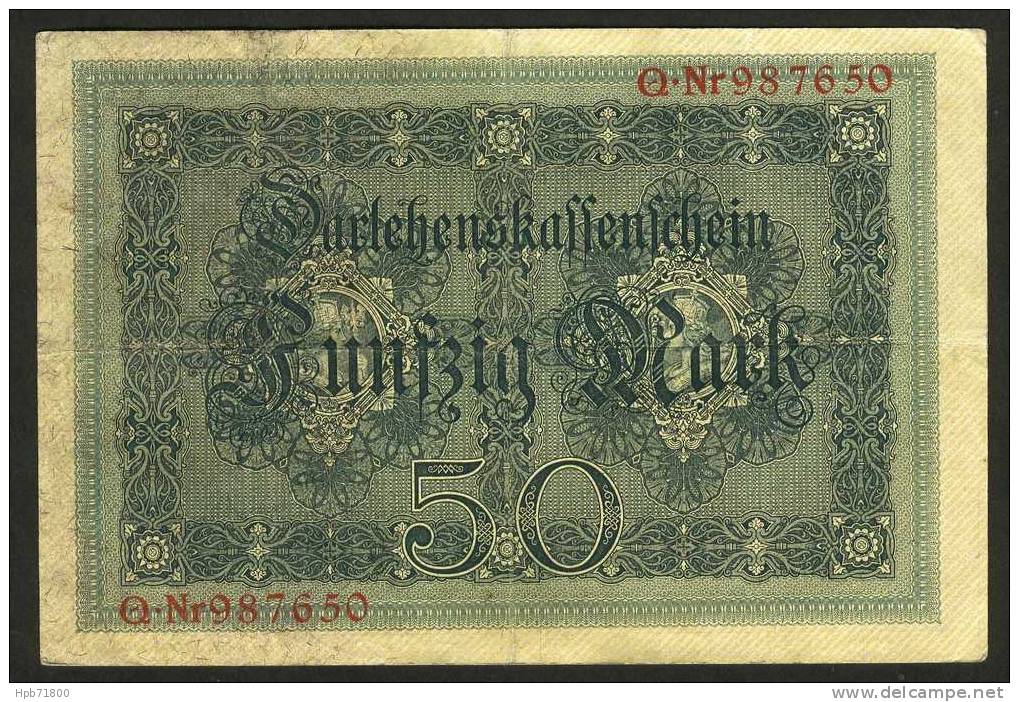 Billet Usagé - Allemagne - Geldscheine Aus Der Zeit Des Ersten Weltkriegs - 50 Mark - Q Nr 987650 - 05 Août 1914 - 50 Mark