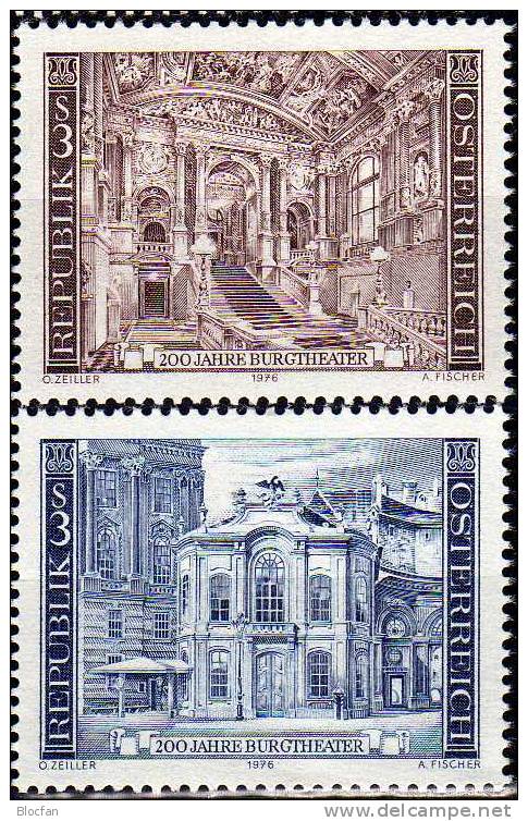 200 Jahre Burgtheater Wien Österreich 1507/8, ZD, Block 3+ 5-KB ** 14€ Theater - Maske, Architektur Der Feststiege - Theater