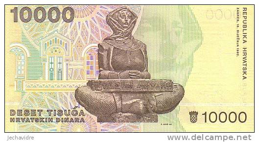 CROATIE   10 000 Dinara  Emission De 1992   Pick 25a     ***** BILLET  NEUF ***** - Croatie