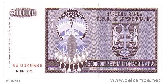 CROATIE   5 000 000 Dinara  Emission De 1993   Pick R11a     ***** BILLET NEUF ***** - Croatia