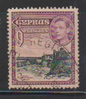 Cyprus Used Hinged 1938, KGVI  9pi., Otholos Tower, Fort View - Cyprus (...-1960)